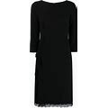 Alberta Ferretti Lace-Trim Silk Dress - Black