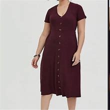 Torrid Dresses | Torrid Dresses Torrid Burgundy Purple Rib Button Midi Dress | Color: Purple | Size: 3X