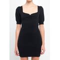 Women's Sweetheart Knit Mini Dress - Black