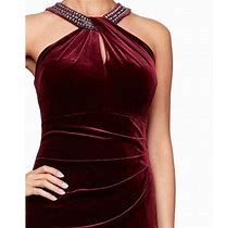 Alex Evenings Dresses | Alex Evenings Burgundy Velvet Embellished Shift Dress | Color: Red | Size: 14