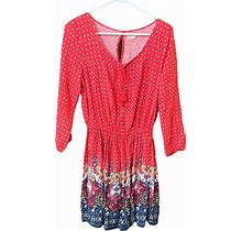 Hollister Dresses | 4/$20 Hollister Red Long Sleeve Lightweight Dress Size Medium | Color: Red | Size: M