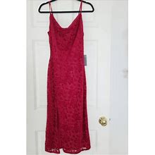 Adelyn Rae Bonnie Jacquard Velvet Knit Midi Dress Women's Xs Red 100%