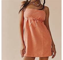 Free People Dresses | Fp Beach Nwt Peach Coral Rosie Empire Waist Mini Dress Size Medium | Color: Orange/Pink | Size: M