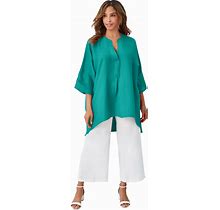 Plus Size Women's Hi-Low Linen Tunic By Jessica London In Waterfall (Size 20 W) Long Shirt