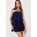 Navy Blue Pleated One-Shoulder Mini Dress | Womens | Large (Available In XXS, S, M, XL) | 100% Polyester | Lulus Exclusive | Blue Dresses