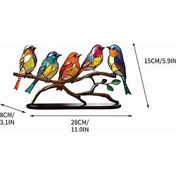 Stained Birds On Branch Desktop Ornaments Multicolor Bird Stained Metal Desk Ornament Stain Iron Ornament