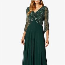 J Kara Dresses | J Kara Women's Handmade Beaded V-Neck Gown, Hunter Green, 14 (New) | Color: Green | Size: 14