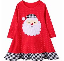HILEELANG Toddler Girl Christmas Dress Long Sleeve Fall Winter Cotton Casual Basictunic Shirt Dresses