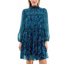 Women's Maison Tara Long-Sleeve Mockneck Dress, Size: 4, Blue