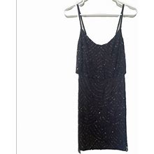 Adrianna Papell Dresses | Adrianna Papell Women's Sleeveless V-Neck Blouson Beaded Cocktail Dress | Color: Gray/Silver | Size: 2