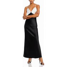 Fore Women's V Neck Color Blocked Dress - Black - Size L - Black/White