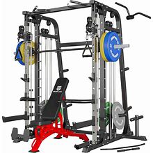Major Fitness Smith Machine, All-In-One Home Gym Power Cage With Smith Bar And Two LAT Pull-Down Systems And Cable Crossover Machine For Home Gym