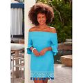 Cabana Life Coverluxe Smocked Dress UPF 50, Size 2X, Blue/Multi