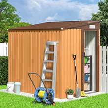 Outdoor Storage Shed, 5 X 7 ft Metal Steel Garden Shed, Small Shed Outdoor Steel Tool Storage Backyard Shed For Backyard Patio Garden Lawn (Yellow) ,