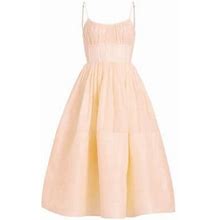Zimmermann Women's Natura Linen-Silk Corset Midi-Dress - Light Peach - Size 8