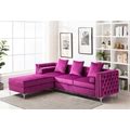 Legend Vansen Velvet Sofa Sectional For Living Room With Ottoman Chaise Reversible L Shaped Couch Sleeper, 104", Violet