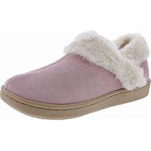 Clarks Womens Suede Leather Ankle Bootie Slipper JMH2034 - Plush Faux Fur Lined - Indoor Outdoor House Slippers For Women