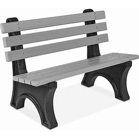 Recycled Plastic Bench With Back - 4', Gray - ULINE - H-7941GR