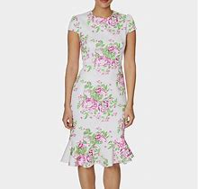 Betsey Johnson Petite Floral-Print Sheath Midi Dress Pink/White Size