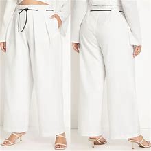 Eloquii Pants & Jumpsuits | New Eloquii Tie Detail Wide Leg Pants In Snow White Sz. 18 | Color: Black/White | Size: 18