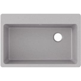 Elkay ELG13322 Quartz Classic 33" Drop In Single Basin Quartz Composite Kitchen Sink Greystone Sinks Kitchen Sinks Composite