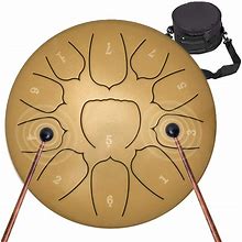 Steel Tongue Drum, CEOMO 11 Notes 10 Inch Percussion Instrument, D Key Tongue Drum For Kids And Adults Meditation Drum Musical Education Mind