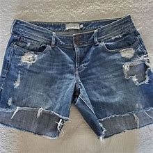 Abercrombie Fitch Shorts Jean Womens 10 Distressed Blue Denim Waist 34