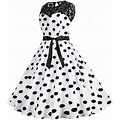 Women's Vintage Lace Cocktail Dress 1950S Retro Polka Dot Cocktail A Line Flare Swing Prom Party Dress