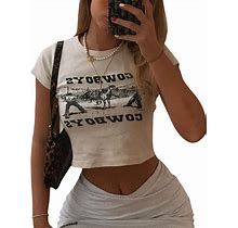 Woxlica E Girl Clothing Graphic Print Summer Crop Top For Teen Girls