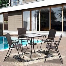 Mcombo Wicker Patio Dining Set, 5 Pieces Table And Wicker Folding Chairs For Garden, Backyard, Bistro And Deck - N/A