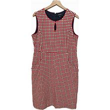 Lands' End Dresses | Lands' End Womens Mod Polka Dot Sheath Dress Size 14 Red White Navy Sleeveless | Color: Red/White | Size: 14