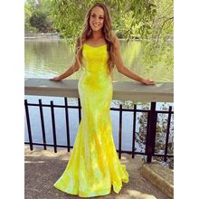 Daffodil Prom Dress Long Spaghetti Straps Sheath Sequins 2024
