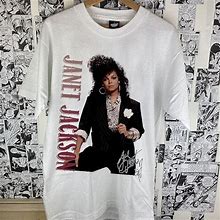 Gildan 90S Janet Jackson T-Shirt ,Retro Clothing Janet Jackson Tour T-Shirt - New Men | Color: White | Size: L