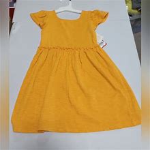Cat & Jack Dresses | Nwt Cat & Jack Toddler Girls' Short Sleeve Solid Knit Washed Dress | Color: Yellow | Size: 4Tg