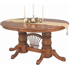 Amish Double Pedestal Dining Table Extending Leaf Solid Wood Country Oak Cherry ,