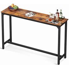63" Bar Table, Bar Height Pub Table, Counter Height Bar Table, Rectangular High Top Kitchen & Dining Counter Tables W/Legs & Top - Rustic Brown