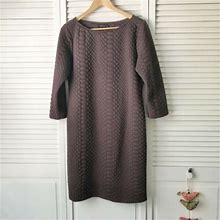 Sharagano Quilted Sheath Dress, 3/4 Sleeve Size 12 Bodycon Dark Purple