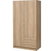IKEA - VILHATTEN Wardrobe With 2 Doors And 2 Drawers, Oak Effect, Width: 38 5/8 "