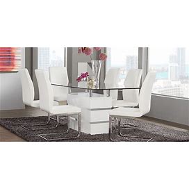 Rooms To Go Tria White 7 Pc Rectangle Dining Room