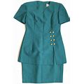 Danny & Nicole Womens Vintage Dress Size 4P Green With Gold Buttons Vtg