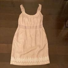 Banana Republic Dresses | Ann Taylor Dress With Embroidered Bottom | Color: Tan | Size: 10