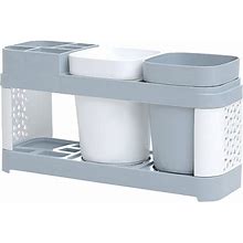 Toothbrush Holder Stand Plastic Cup Set Shelf Bathroom Toothpaste Storage Rack