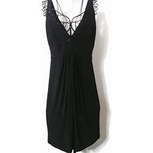 Jones Wear Dresses | Jones Wear V- Neck Sleeveless Dress Beaded Design | Color: Black | Size: 6