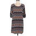 Paisley And Ivy Casual Dress - Shift Scoop Neck 3/4 Sleeves: Gray Chevron Dresses - Women's Size Medium