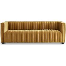 Pemberly Row Mid Century Modern Luxury Velvet Sofa Couch In Cognac