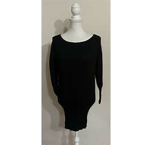 Alice + Olivia Size Small Knit Sweater Tunic / Dress Wool Blend Pockets Black