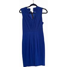 H&M Dresses | Nwot H&M Blue Sleeveless Sheath Lined Crepe Dress Pleated | Color: Blue | Size: 6