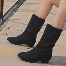 Women's Boots Suede Shoes Booties Ankle Boots Mid Calf Boots Outdoor Work Daily Winter Low Heel Elegant Fashion Classic Suede Black Light Red Blue