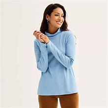 Women's Croft & Barrow® Essential Long-Sleeve Mockneck Top, Size: XL, Med Blue