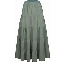 Tronjori Womens A Line Long Lightweight Tencel Denim Tiered Skirt With Multi Layers